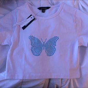 White Gem Butterfly Tee